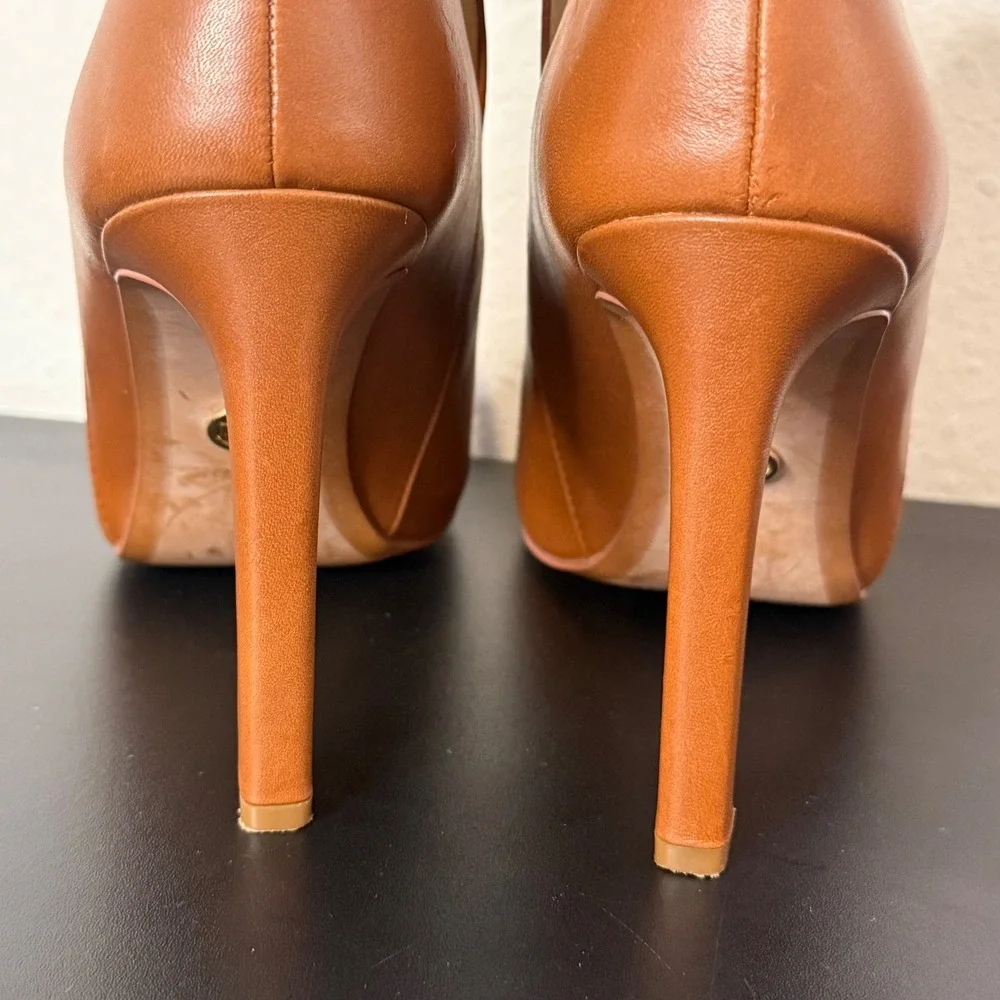 Michael Kors Brown Leather Open Toe High Heel Ankle Bootie Size 9.5 Lawson